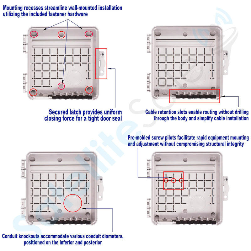 SatelliteSale Weatherproof Junction Box Heavy Duty Enclosure 9x9x4 Inches UV-Rated Thermoplastic Alloy Made in USA 9"×9"×4"