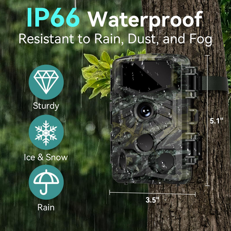Trail Camera, 48MP 4K Game Camera with 0.1s Trigger Time, 130°Wide-Angle, Trail Cameras with Night Vision Motion Activated Waterproof IP66, 2.0”Screen Trail Cam for Wildlife Monitoring