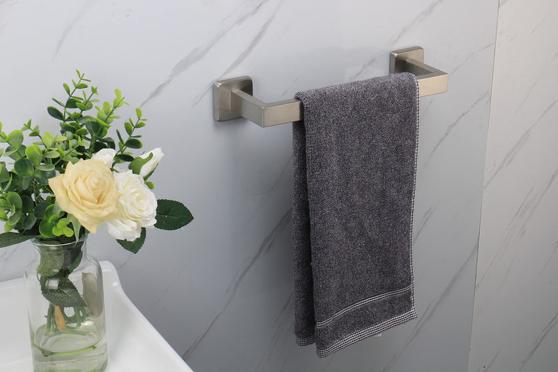 TocTen Bath Towel Rack - Square Base Thicken SUS304 Stainless Steel Towel Bar for Bathroom, Bathroom Accessories Towel Rod Heavy Duty Wall Mounted Towel Holder. (Brushed Nickel, 12) Brushed Nickel