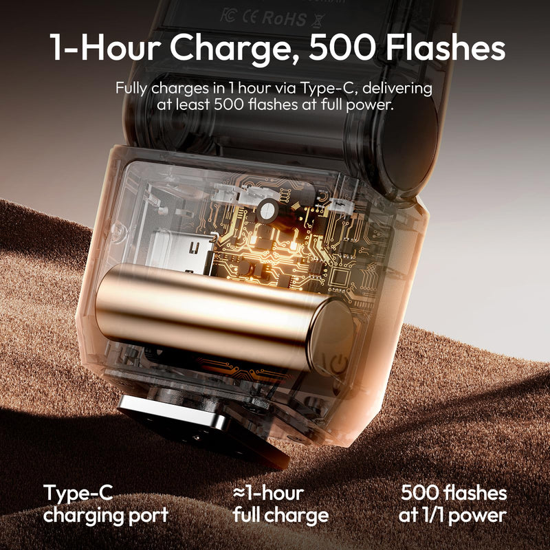 ULANZI SL03 Camera Mini Flash Speedlite with Video Light, GN8 6500K External Flash 90° Angle Adjustable Speedlite Compatible with Sony/Canon/Fuji/Nikon DSLR, Universal Single Contact Hot Shoe Mount Black