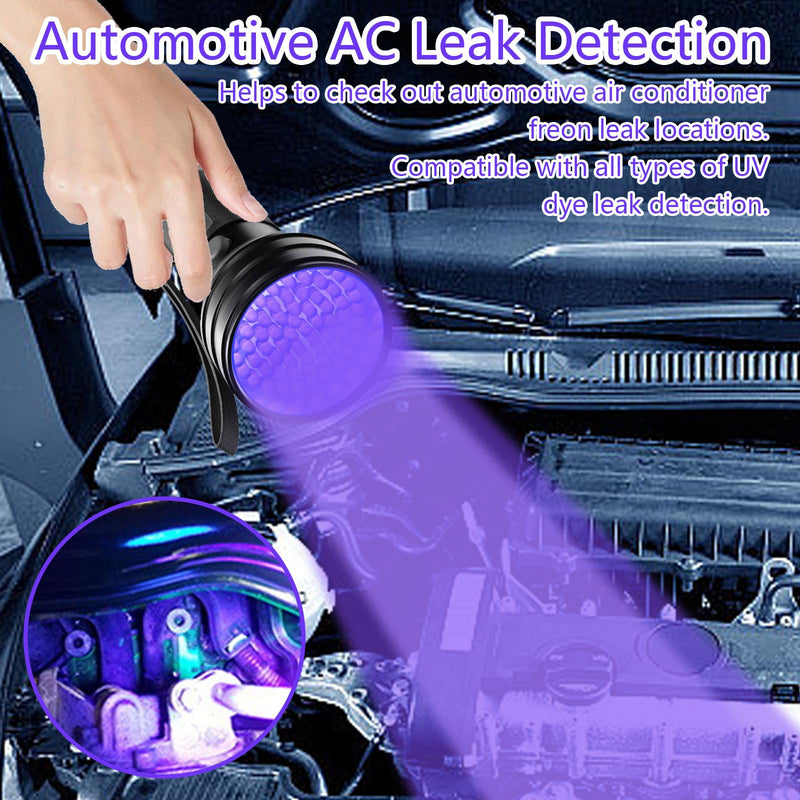 Auto Air Conditioner Leak Detector, Flashlight UV Oil Dye Leak Detection Kit AC Leak Detector Kit with Protective Glasses, AC UV Light Oil Dye Leak Test Detection Kit