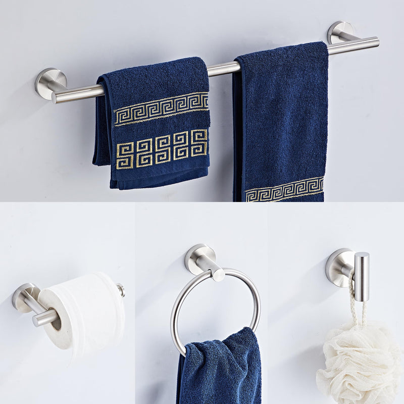 Brushed Nickel Bathroom Hardware Set 5 Piece with Towel Racks for Bathroom, SUS304 Stainless Steel Bath Towel Bar Set, 24 Inch Wall Mounted Accessories Kit… Brushed Nickel