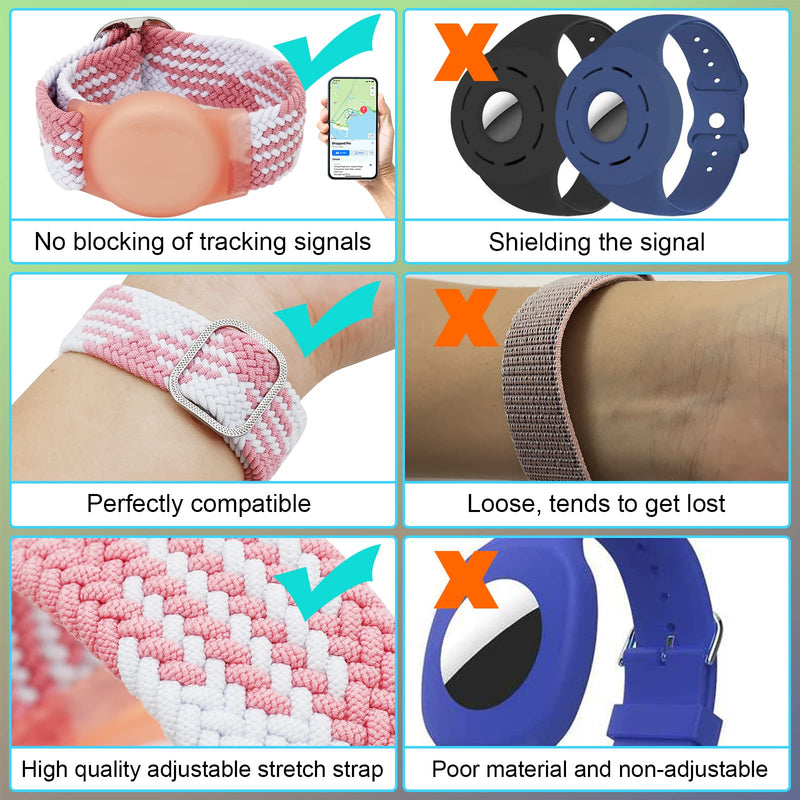 Yizhet Wristband Compatible with Airtag, Adjustable Airtag Bracelet, Soft Airtag Watch Strap for Kids, Teens, Elders Black