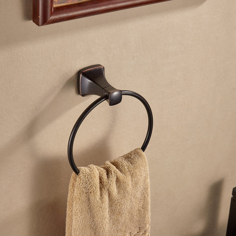KOCUUY Oil Rubbed Bronze Towel Ring, Bathroom Bronze Towel Holder, Bath Hand Towel Holder Wall Mounted Antique Farmhouse Rustic ORB circle
