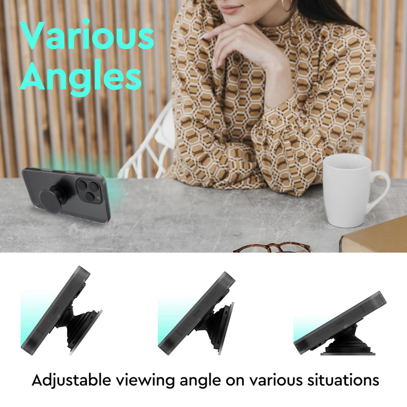 OnTheGrip Cute Natural Seashell Design Round shape Collapsible Mobile Phone Grip Stand Holder for Smartphone Tablet Cell Phone Accessory (Crème) Adhesive type Creme