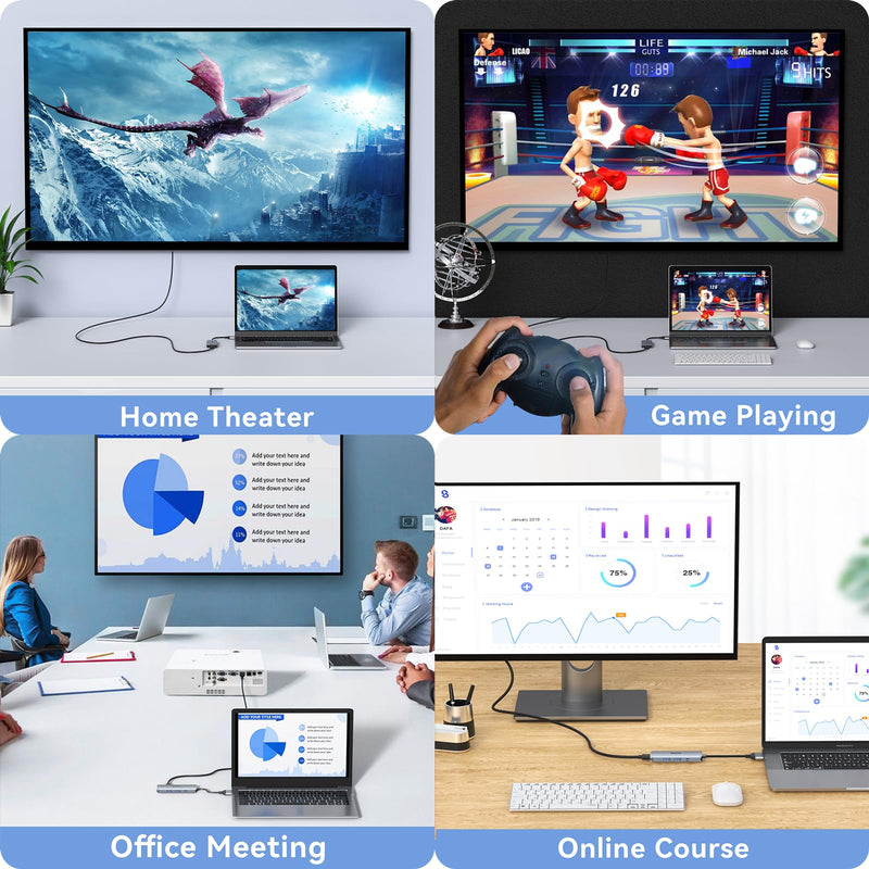 Docking Station for MacBook Pro Air,USB C Docking Station Dual Monitor,Dual HDMI Adapter Hub for Mac MacBook Pro with 2 HDMI(4K @60Hz), 3 USB3.0,SD TF Card Reader and 100W PD USB C Port 8 IN 2