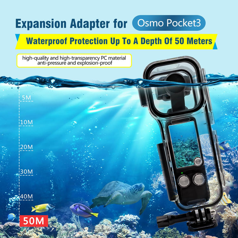 50M (164ft) Osmo Pocket 3 Waterproof Case Housing for DJI Osmo Pocket 3 Waterproof Accessories, Protective Underwater Dive Housing Shell Osmo Pocket 3 Accessories