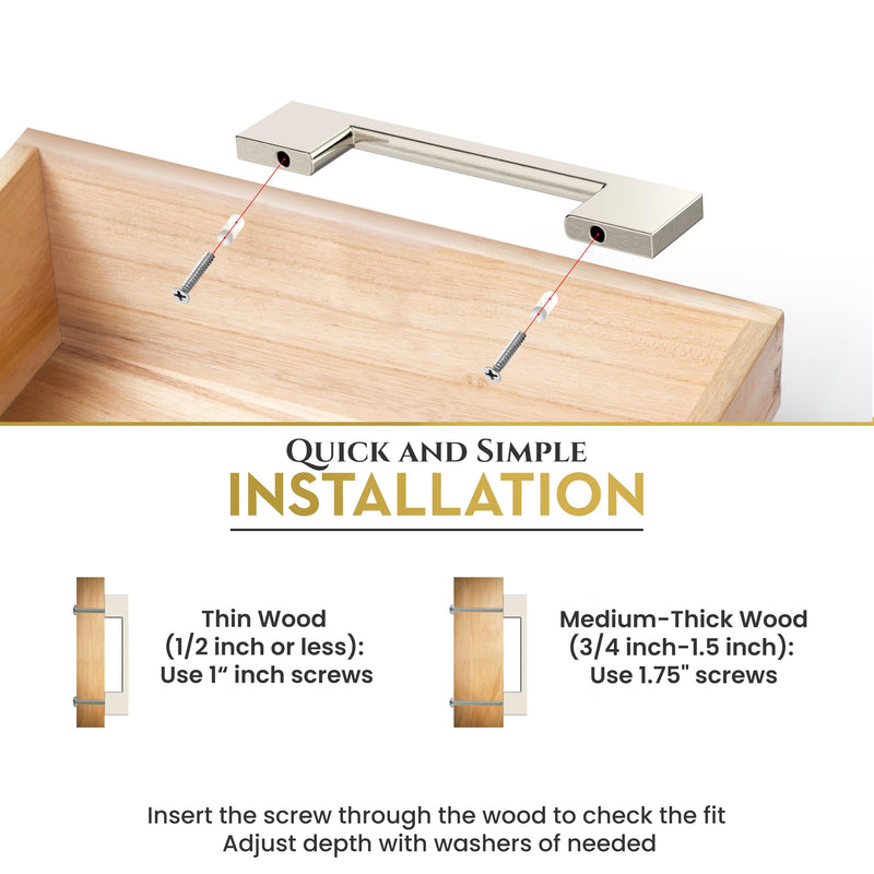 Southern Hills Brushed Nickel Cabinet Pulls - 96mm - Satin Nickel Drawer Handles, Modern Kitchen Cabinet Handles, Silver Kitchen Handles for Cabinets and Drawer Pulls, Cupboard Door Hardware 3.75 inches 5 pack