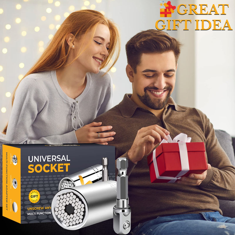 Stocking Stuffers for Adults Men, Gifts for Men Universal Socket Tools White Elephant Gifts Dad Gifts, Christmas Gifts for Men Who Have Everything Dad Boyfriend Husband Tools for Men Cool Gadgets Silver