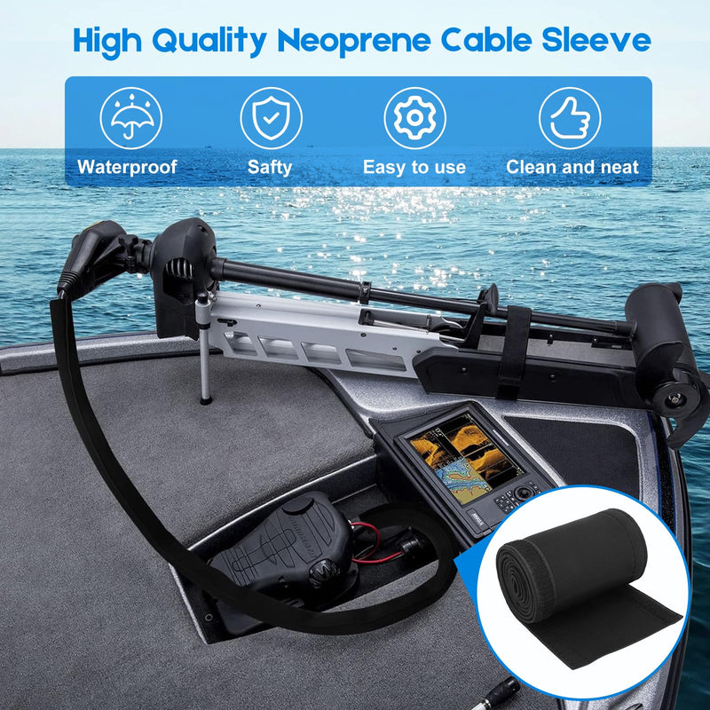 Trolling Motor Cable Sleeve 60 inch Neoprene Cable Organizer for Trolling Motor Portable Boat Accessories (5FT) 5FT