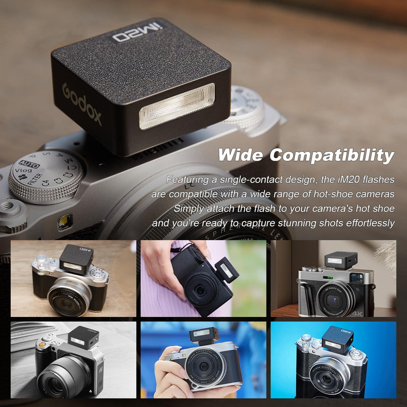 Godox iM20 Mini Flash 5 Power Levels 440 Full-Power IM 20 Small Camera Flashes Speedlite for Canon/Fuji/Sony zve10/Sony zv1/Nikon/Panasonic Olympus Pentax/3S Recycle (Godox iM20 Flash) IM20 Black