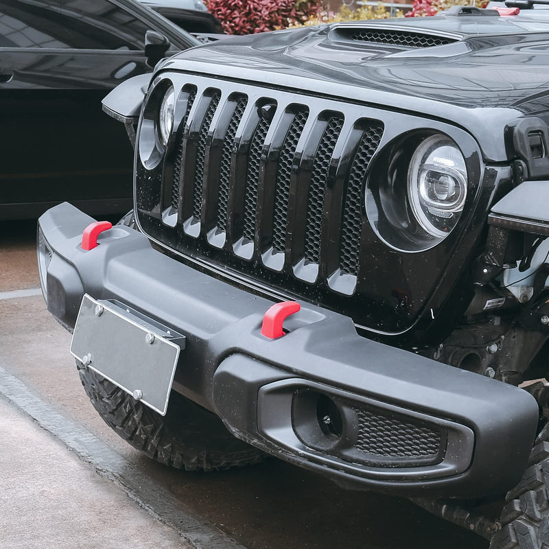 Factory Bumper Tow Hook Covers (Upgrade) for Jeep Wrangler JK JL Gladiator TJ, Red Tow Hook Protector Jeep Wrangler Accessories 2007-2022