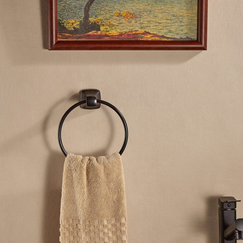KOCUUY Oil Rubbed Bronze Towel Ring, Bathroom Bronze Towel Holder, Bath Hand Towel Holder Wall Mounted Antique Farmhouse Rustic ORB circle