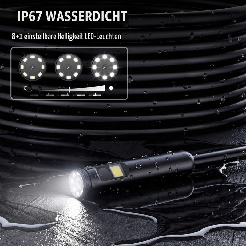 WORKPRO Endoscope Camera Dual Lens, 4.3 Inch IPS, 1080P, IP67, 5 m | Inspection camera with 8+1 LED light, hook, magnet and mirror, ideal for pipes, vehicles and hard-to-reach places