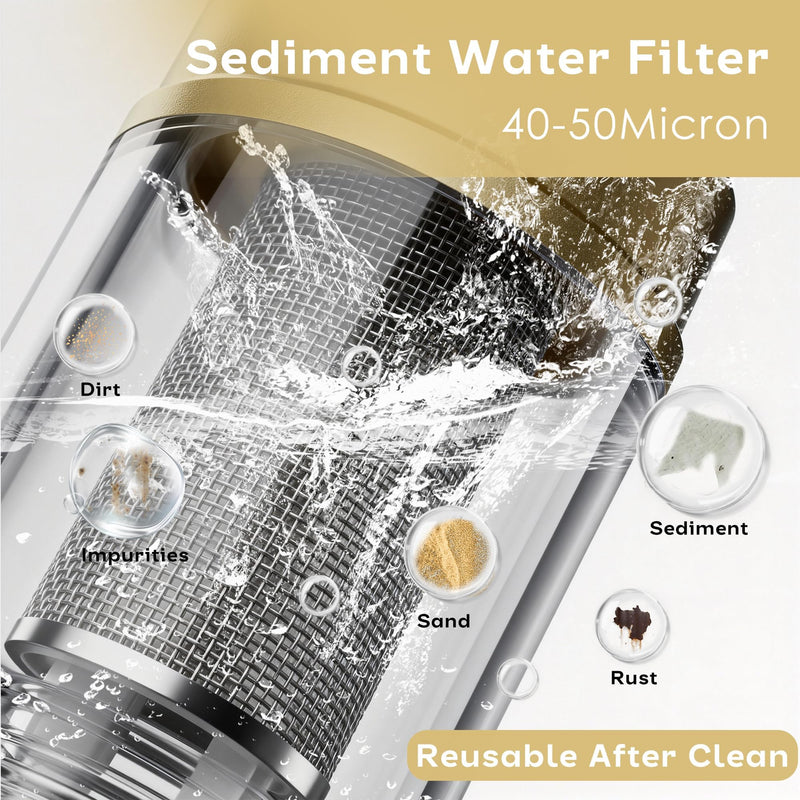 2 Pack Sediment Water Filter for Washing Machine, Inline Water Pre-Filter with 3/4" Adapters & Extension Tubes, 50 Micron, Reusable Stainless Steel Screen Brass PreFilter for Water Heater, Faucet