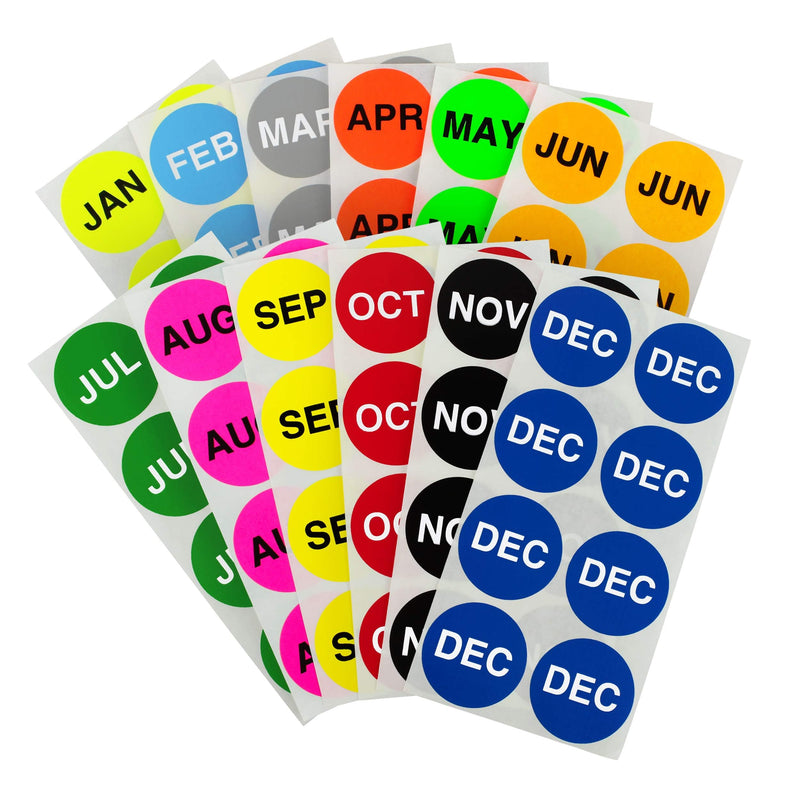 ChromaLabel 1.50 inch Round Month Labels, 288 Stickers per Pack, Variety Pack 2
