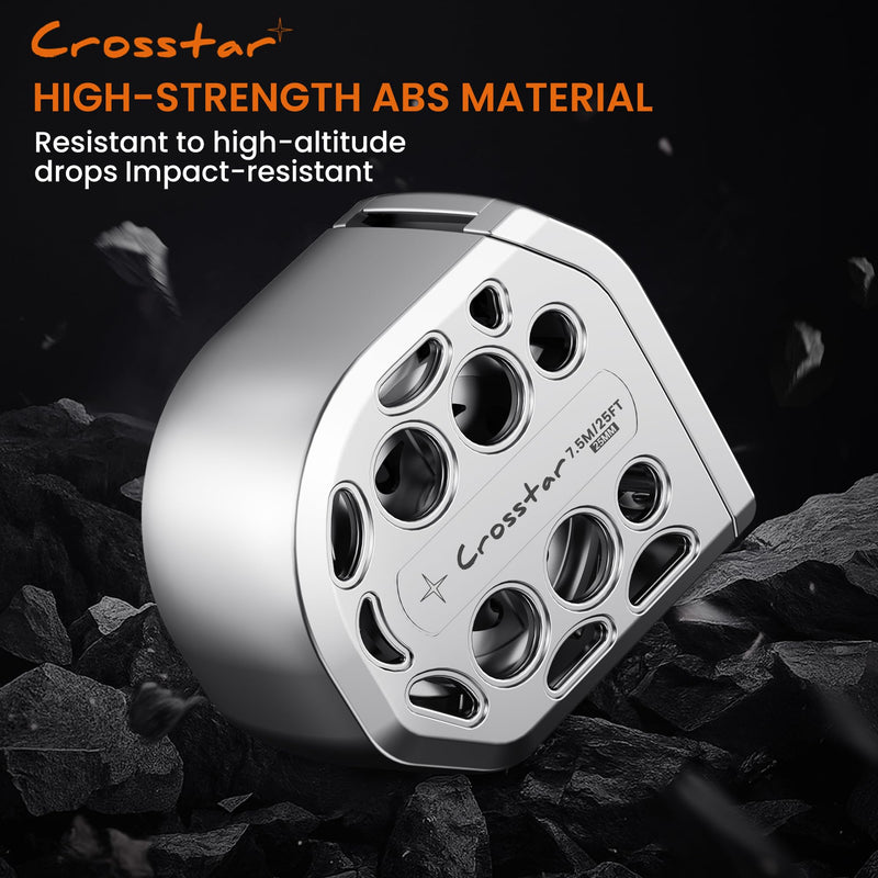 Crosstar 2 Pack 25FT Magnetic Self-Locking Stainless Steel Tape Measure, Double-Sided Scale, Waterproof & Rustproof Retractable Measuring Tape with Hollow Design for Home, Industrial, Woodworking 25 ft (2 Pack)