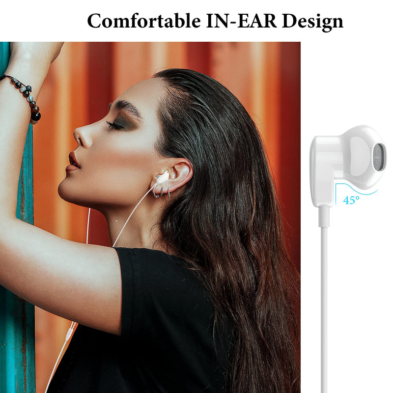 USB C Headphones for iPad Pro iPhone 15 Pro 16 Pro,USB Type C Earphones HiFi Stereo USB C Wired Earbuds Microphone Volume Control for Samsung S23 Ultra S22 S21 Note20 A54,Pixel 9 8 7 6 6a 5 4,OnePlus9 White