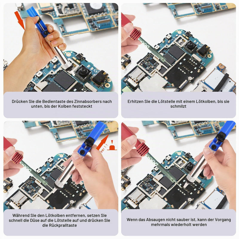 Molain 2 x Soldering Pump, Desoldering Pump Set, Professional Desoldering Suction Pump for Extracting Liquid Solder, Essential Accessory for Professional Welders, Desoldering Valve Pump, Soldering Remover (Gold + Blue)