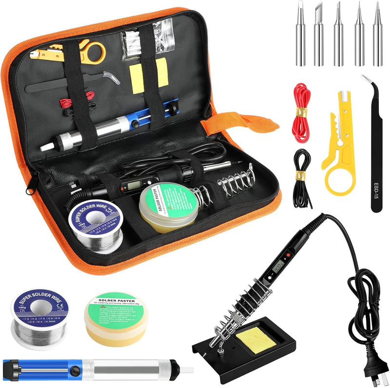 Electric Soldering Iron Set - 80W Soldering Iron Soldering Set, on Soldering Iron, Adjustable Temperature 180℃-480℃ with Soldering Iron Pen, Soldering Tips, Wood Stove Tips, Burning Iron for Wood and DIY Art