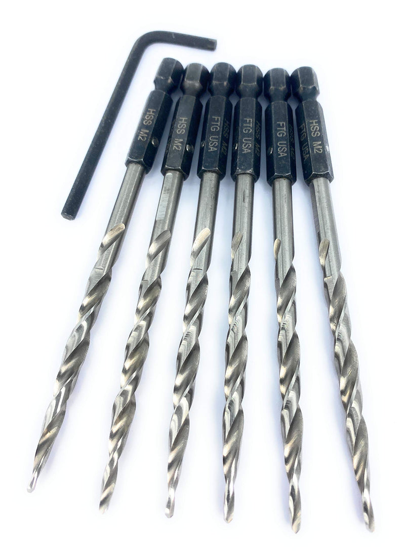 FTG USA Replacement Tapered Countersink Drill Bit Set 6 Pc (#10) 3/16" #10 6 Piece Same Size