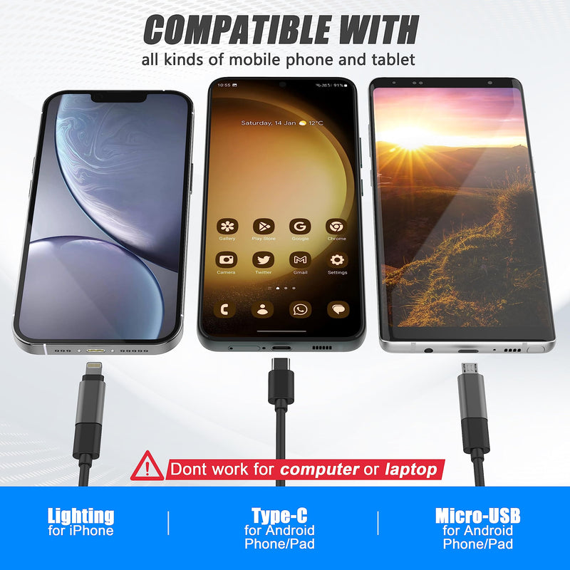 1920P HD Dual Lens Snake Inspection Endoscope, Pancellent Type C Endoscope, Scope Camera with 8 LED Lights for Android and iOS Smartphone, iPhone, iPad, Samsung (5M)