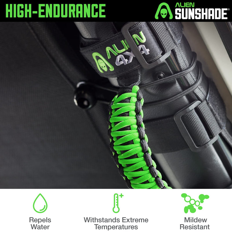 Alien Sunshade Jeep Grab Handles (Green) - Fits 1955-2023 Jeep Wrangler JL, JK, TJ, YJ & Jeep Gladiator Accessories, Jeep Gifts - Jeep Wrangler Accessories Grab Handles - Jeep Accessories Green