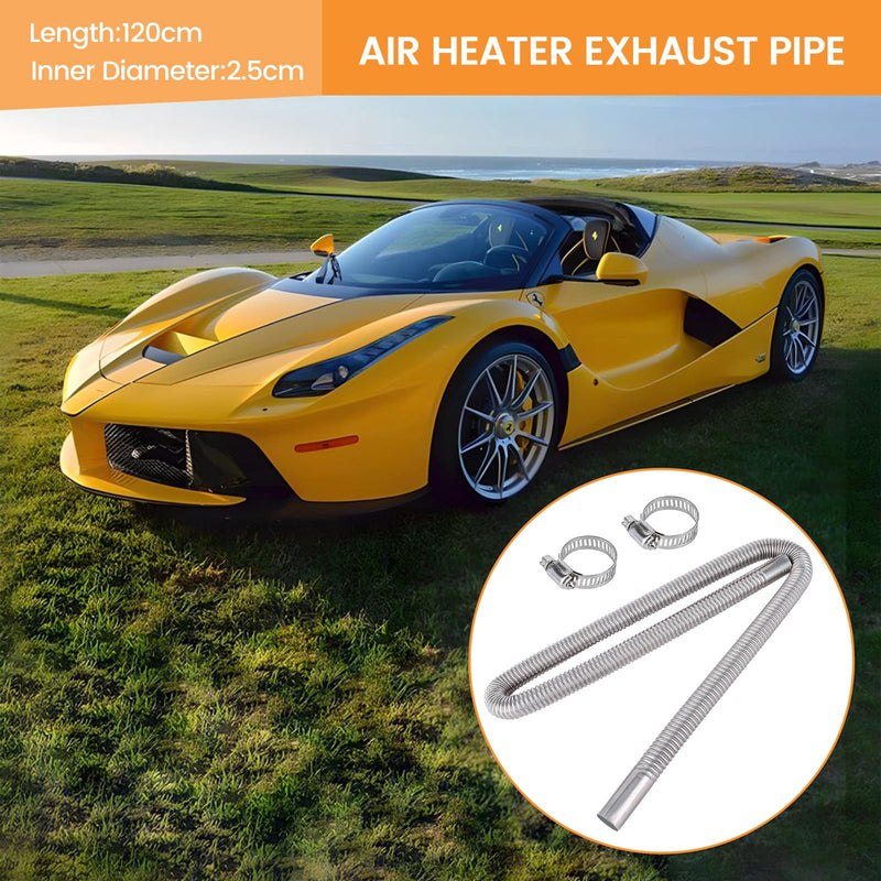 Parking Air Heater Exhaust Pipe, 2.5CM/1in Inner Stainless Steel Exhaust Pipe Parking Air Heater Fuel Tank Diesel Gas Vent Hose (120cm) 120cm