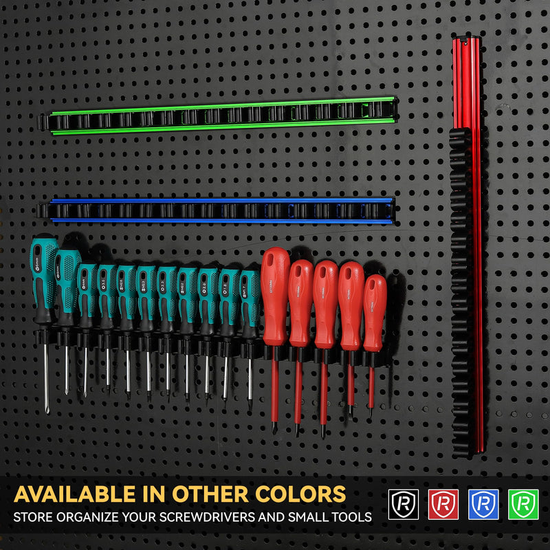 Reniteco Magnetic Screwdriver Organizer, Aluminum Alloy Rail Tool Holder, Fits Up to 16 Screwdrivers (Green) Green