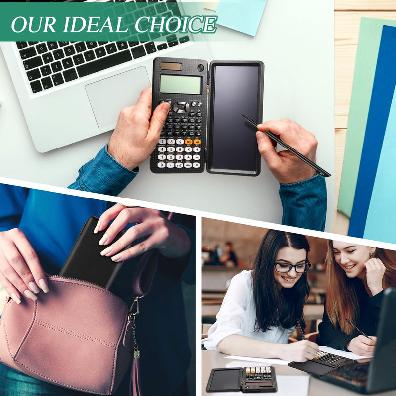 Scientific Calculators with LCD Writing Tablet for Back to School Solar Powered Calculator Small Math Calculator with Notepad for Middle High School Student