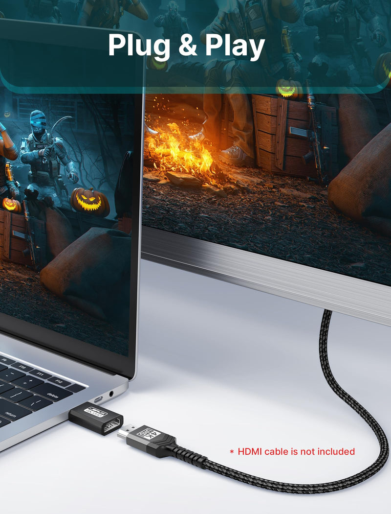 JSAUX 4K DisplayPort to HDMI Adapter 2-Pack, DP PC to HDMI Monitor Converter Video UHD 2K@120Hz,4K@30 DP to HDTV Male to Female Uni-Directional Adapter Compatible for Dell, Lenovo, HP,GPU, AMD -Black 2Pack Black