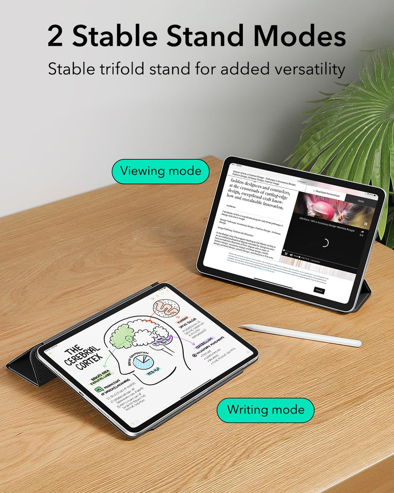 ESR for iPad Pro 11 Inch Case M4(2024, 5th Gen), Powerful Magnetic Attachment, Slim Trifold Stand Case, Supports Pencil Pro and Pencil(USB-C), Durable Protection, Rebound Series, Black Pro 11" (2024)