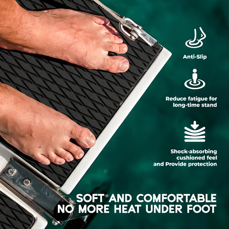 FOCEAN Boat Flooring - EVA Foam Sea Boat Decking Small Diamond Marine Deck Mats for Bass Boats Pontoon Boats Jon Boats RV Yacht Kayak Floor Black 94" * 15"