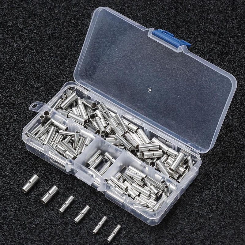 Butt Connectors, Non-Insulated Crimp Connectors, Uninsulated Set for Cable Connectors, DIY Electrical Splicing, Cable, Crimp Connection, Pack of 200