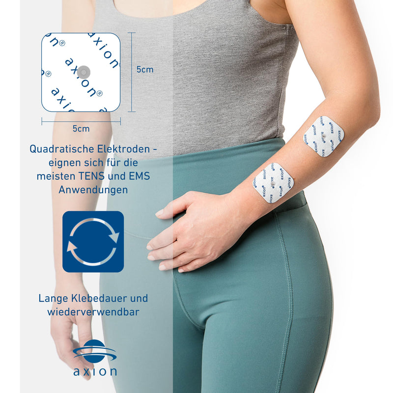 Compatible electrodes SANITAS BEURER BOOTS - 8TENS & EMS pads for electrostimulation machines - 3.5mm button - axion brand quality | Compatible with Beurer TENS device and EMS muscle stimulator (eg EM49, EM56) & Sanitas (eg SEM43, SEM44). Reusable