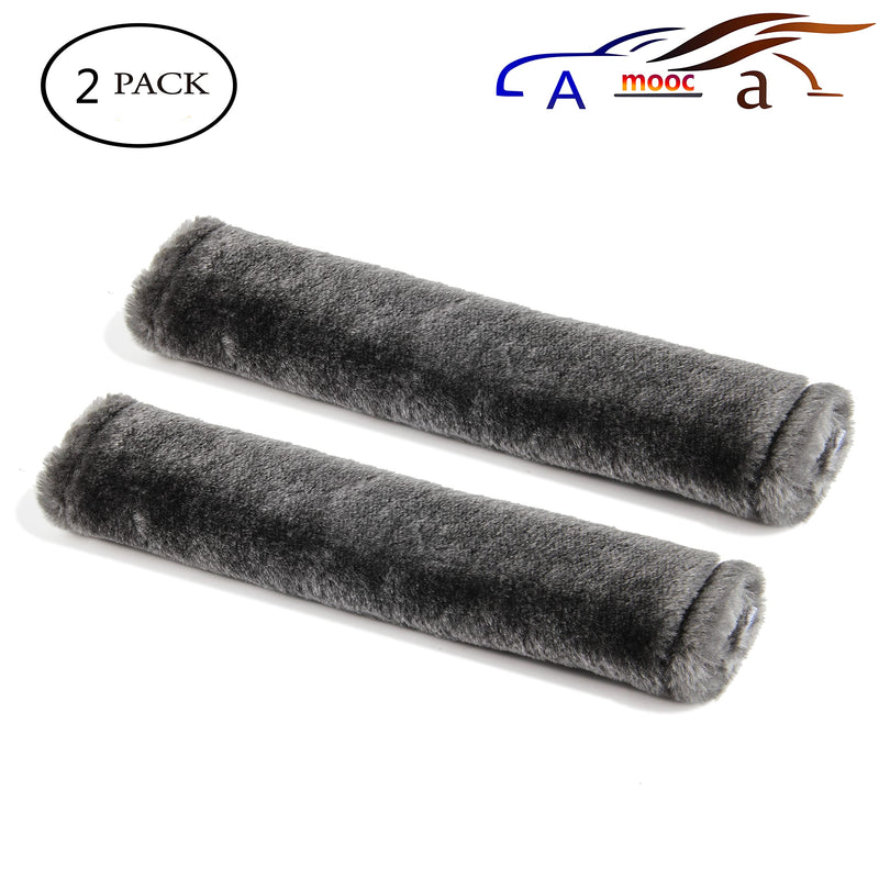 Amooca Soft Faux Fur Universal Fit Seatbelt Cover Car Truck SUV Airplane Seat Belt Shoulder Pad for Carmera Backpack Straps Neck Cushion Protector 2 Pack 10.5in Dark Gray 10.5in 2pack