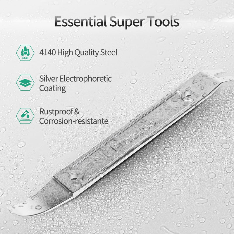 4140 Steel Durable Pay Bar,Multi-Function Trim Removal Tool for Compact Panel,Auto Trim Interior,Sheet Metal,Fasteners,Also for Bumper Retainer Clips-1PCS Silvery 1PCS