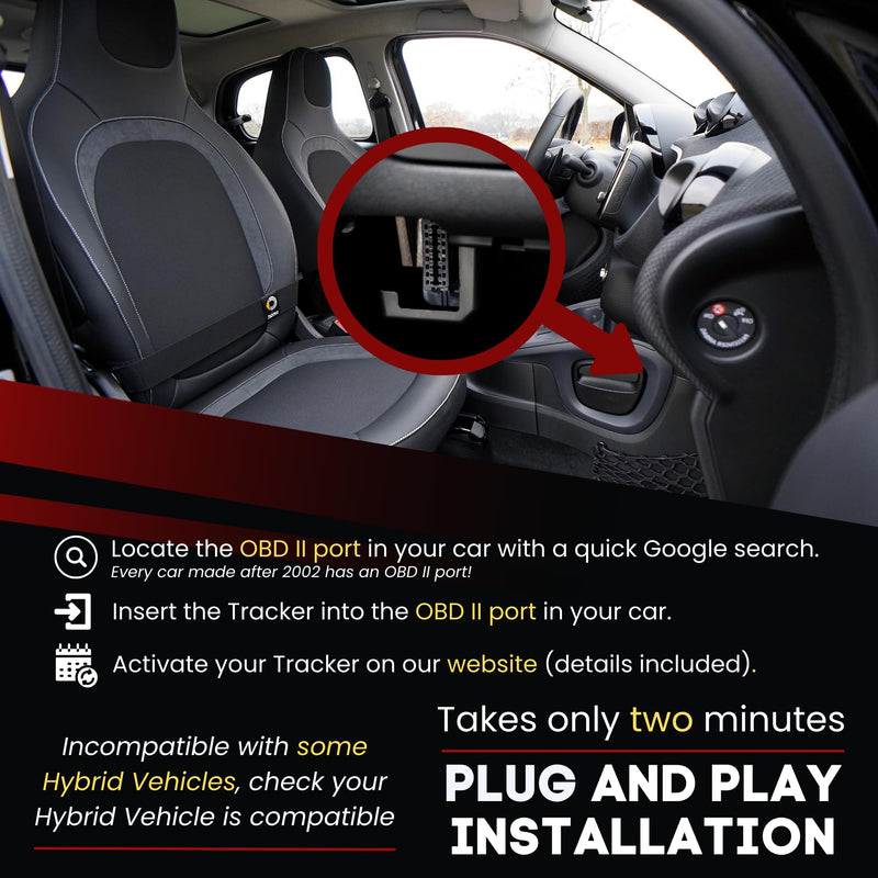 Plug - 4G LTE Car GPS Tracker, Vehicle Location Every 10-30 Seconds, Multiple GeoFences, Route Playback, Monitor Speed, Driving Behaviour, No Activation Fees, Cancel Anytime, 7 Day Free Trial