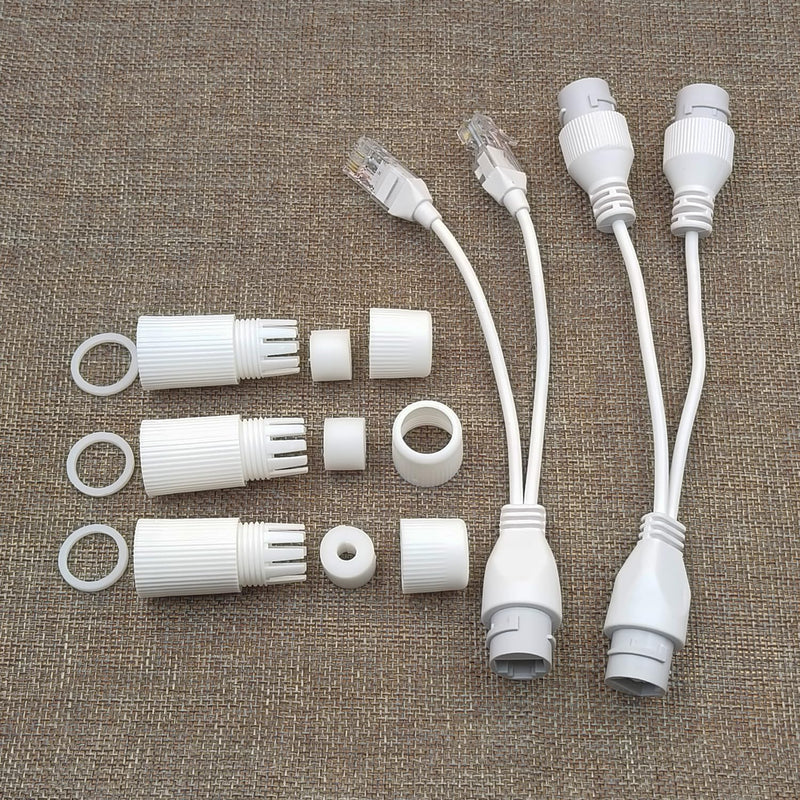 Ethernet PoE Splitter Combiner Adapter: BesCable Outdoor Waterproof Power Over Ethernet RJ45 Converter Kit for IP Camera, Run 2 Cameras on 1 Network Cable - 2 Sets
