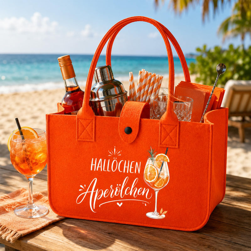 Orange Aperol Spray Felt Bag Gift for Women Cocktail Party | Aperol Felt Gift Bag, Handbag Gifts for Women Picnic Beach Garden Party Aperol Accessories 30 x 20 x 18 cm