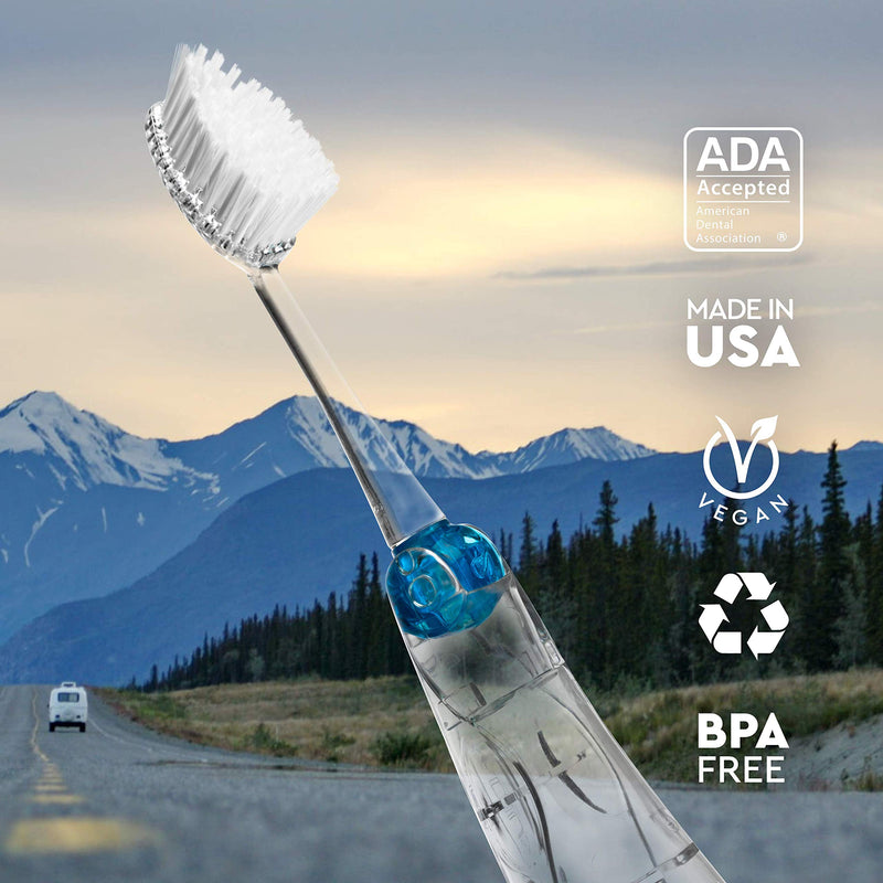 RADIUS Tour Travel Brush & Case with Replaceable Brush Head ADA Accepted Toothbrush Improve Gum Health - Assorted Colors - Pack of 6 1 Count (Pack of 6)