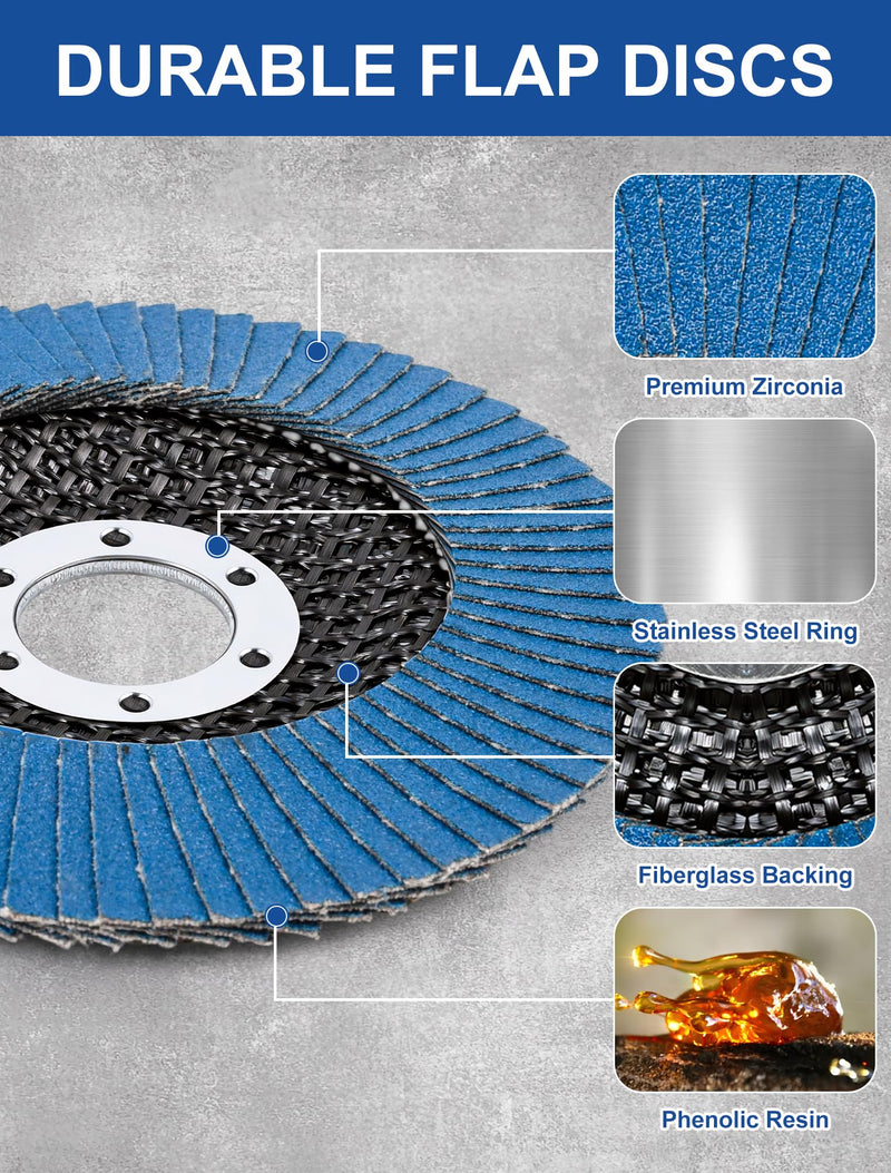 Grinding Discs 125 mm Grit 60/80/120 for Angle Grinders and Polishing Machines Pack of 9 125 mm, grain size 60/80/120