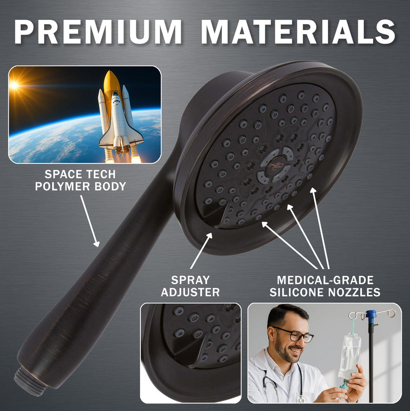 Aqua Elegante Massage & Mist Handheld Shower Kit - 6 Function High Pressure Adjustable Hand Held Showerhead with Hose and Mount, Easy Install for Boosting Low Water Flow - 2.5 GPM - Oil-Rubbed Bronze