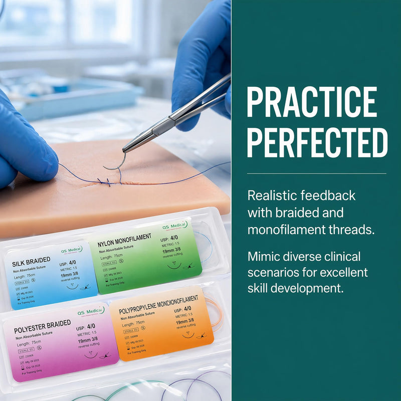 Pack of 40 Suture Material with Exercise Needles, Suture Material Set, Needle and Thread Set, Refill Pack for Surgical Suture Set, Suture Material, Surgery, for Medical Students Training