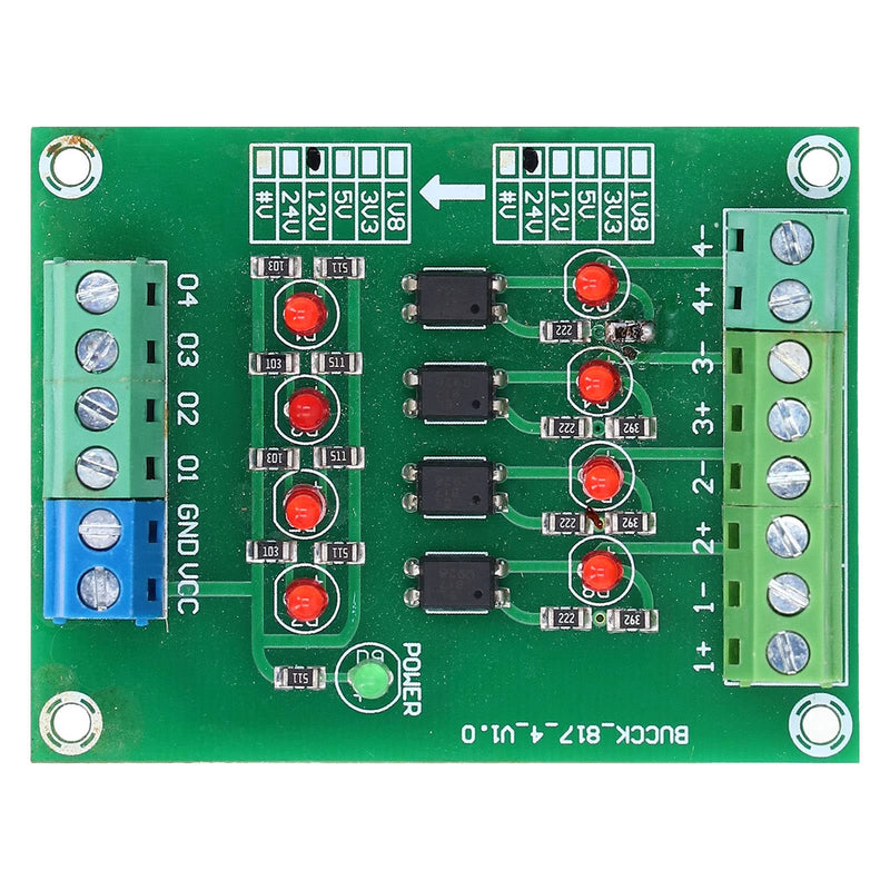 Fyearfly Optocoupler Isolation Card, 4-Channel Optocoupler Isolation Module 24V to 5V PLC Signal Level Voltage Converter Electrical Component, for Pnp to Npn Conversion