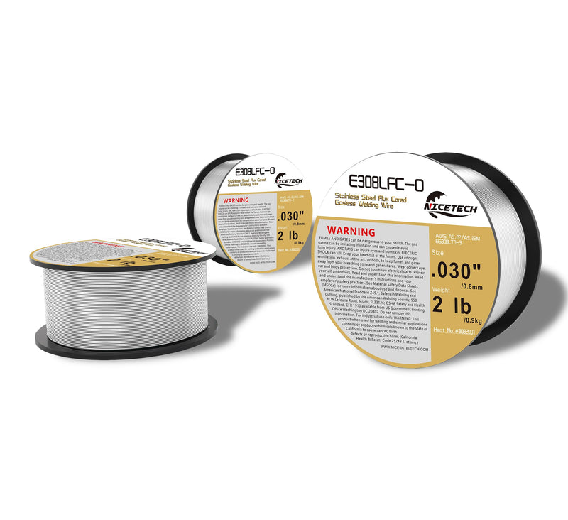 Gasless Flux Cored Welding Wire, Stainless Steel, E308LFC-O. 030-Diameter, 2 Pound Spool, Silver, Package of 1