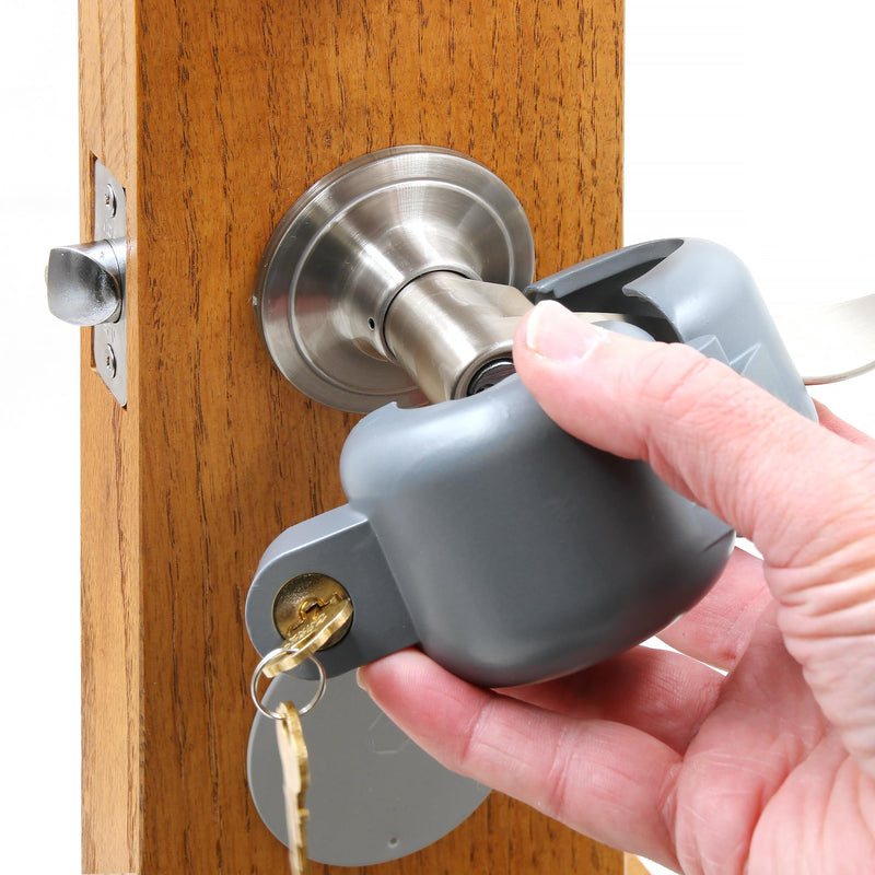 Prime-Line S 4181 Handle Lock-Out Device, Single Pack | Handle Lock with Key, Blocks Access to Keyhole, Removeable and Easy to Use, Fits Round Doorknobs Max 2-7/8 Inch