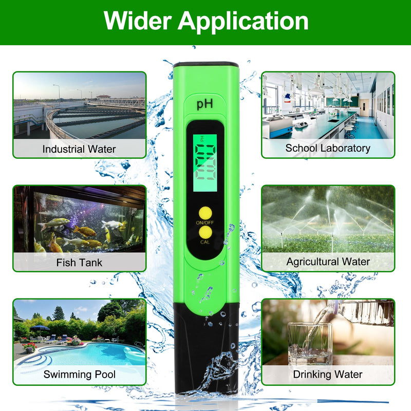 PH meter digital, 0-14 pH measuring range, 0.01 high accuracy, Aideepen pH water tester with LCD display backlight for water, aquarium, pond, pool, with calibration powder