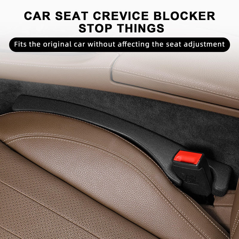 2 Pack Car Seat Gap Filler Car Seat Gap Interior Universal Fit PU Leather Car Seat Gap Plug for Filling Gaps Between Seats and Consoles Stop Things from Dropping (Black)