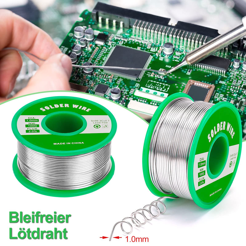 Solder 1mm Lead-Free Sn99.3Cu0.7, Electronic Solder Wire with Flux, 100g | Gruiqrd 1 mm Soldering Wire with Rosin Core for Electrosoldering and DIY for Electronics, Repairs and DIY Soldering 1mm-100g